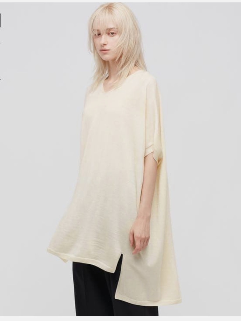 Uniqlo x Theory 3D Knit Extra Fine Merino Tunic Relaxed V-Neck Oversized Small